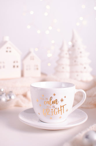 Tazza di Natale All is calm all is bright.